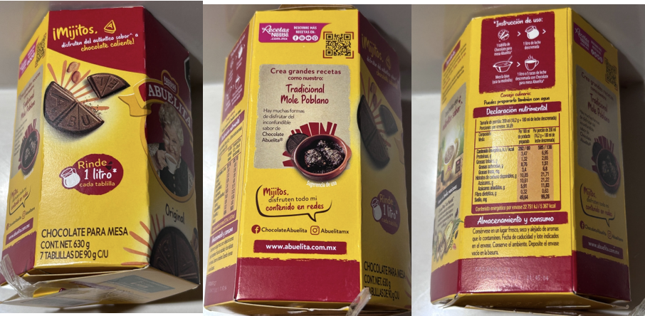 ABUELITA package sides with recipe and nutrition panel