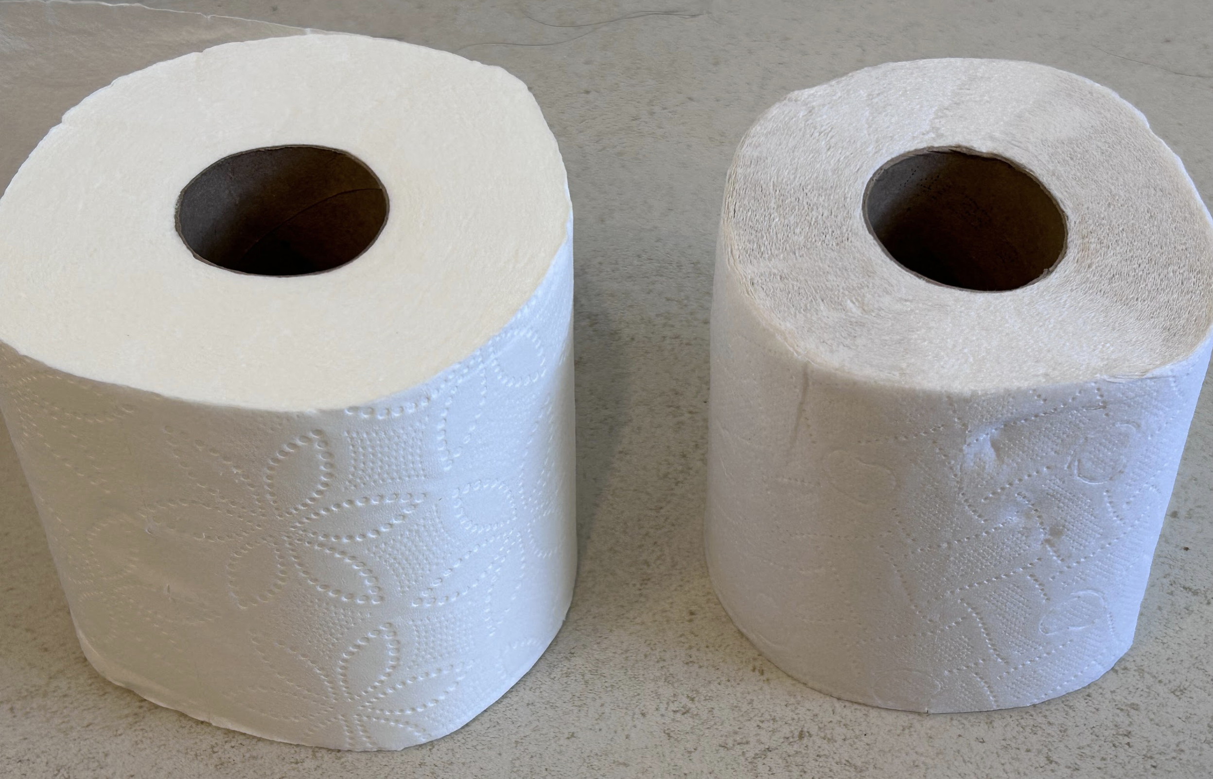 Comparison: Kirkland roll vs supermarket roll
